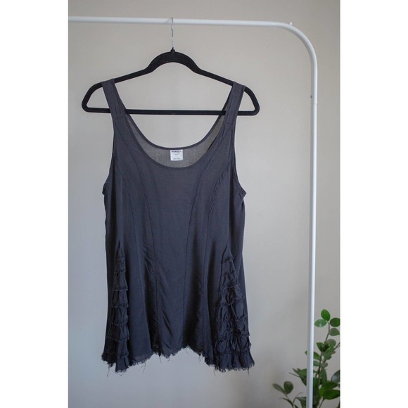 INTIMATELY FREE PEOPLE Black Trapeze Frayed Hem Tank Top Blouse Size XS - Picture 1 of 7